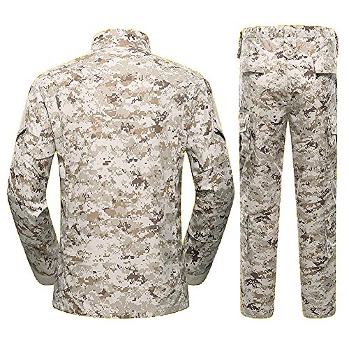 H World Shopping Men Tactical BDU Combat Uniform Jacket Shirt & Pants Suit for Army Military Airsoft Paintball Hunting Shooting War Game Desert Digital （AOR1 (M) - Thumbnail 2