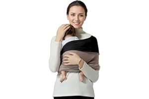 Shiaon Baby Wrap Carrier, Lightweight Baby Wearing Wraps for Newborn and Infant, Soft Swaddle Holder Carrier, Cozy Baby Sling 7-35 lbs Black+Brown