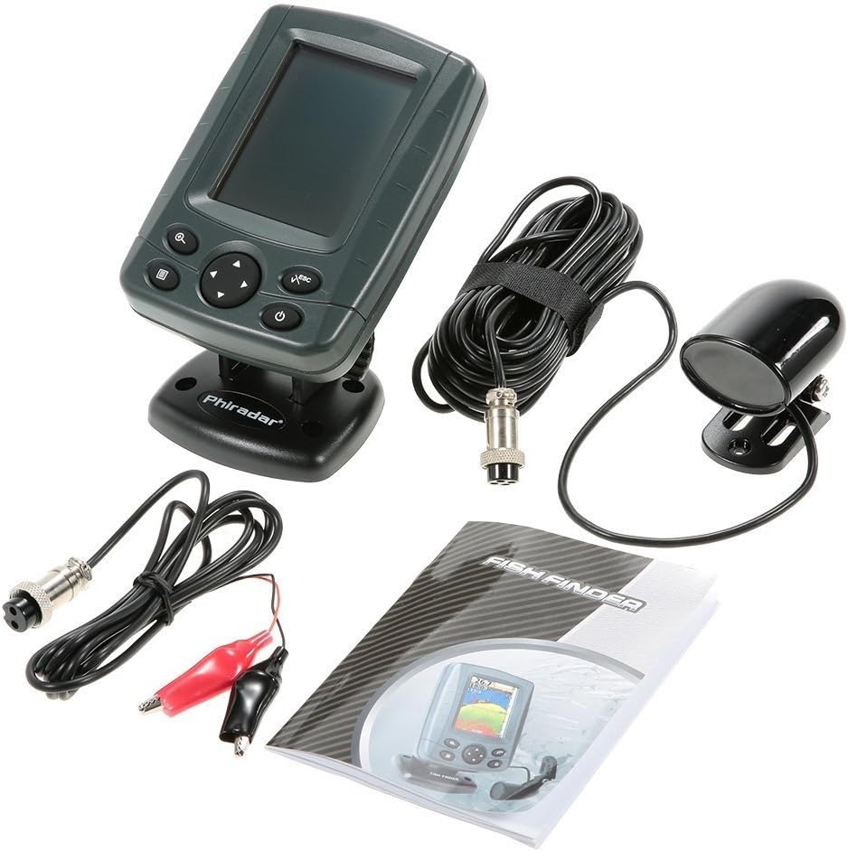 JOYWEE FF688C 3.5" Phiradar Color LCD Boat Fish Finder 200KHz/83KHz Dual Sonar Frequency 300M Detection Muti-Language Auto Zoom: GPS & Navigation