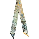 JERLA 100% Mulberry silk Scarf Head Hair Ribbon Handbag Handle wrap Tie Bundle Neckerchief Scarf for women men