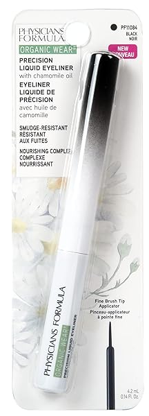 PHYSICIANS FORMULA ORGANIC WEAR ALL NATURAL LIQUID PERCISION EYELINER BLACK, VEGAN, SMUDGE RESISTANT, DERMATOLOGIST APPROVED