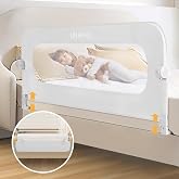 UNAPHO Bed Rail for Toddlers,Swing Down Kids Bed Rails Guard for Twin,Full,Queen,Bunk Size Bed,Extra Tall Child Bed Rail Guard with Reinforced Anchor Safety System,59" L x 31" H,White
