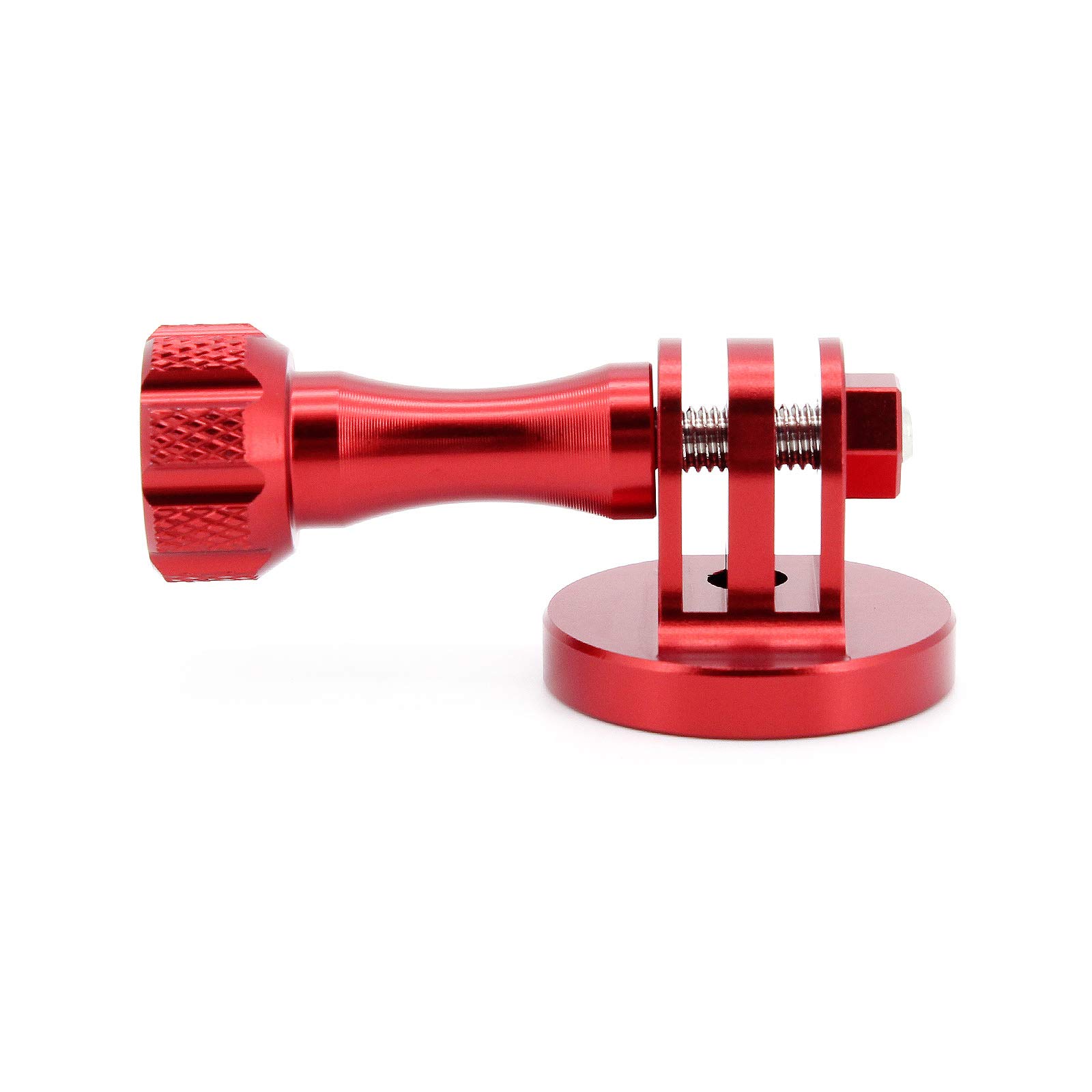 Hensych CNC Aluminum Integrated ​Tripod Adapter with Metal Long Screw for Go-Pro Hero Series/Xiaoyi/OSMO Action Cameras etc,Conversion Head Adapter for Selfie Stick Sucker Stabilizer (Red)