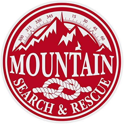 Mountain Search & Rescue Small Round Red on Reflective Decal Sticker for Firefighters Rescue Emergency Workers