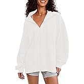 Locachy Women's Casual Oversized Sweatshirt V Neck Long Sleeve Pullover Tops Fashion Outfits Clothes