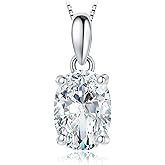 JewelryPalace Oval Cut 1ct 2ct Cubic Zirconia Solitaire Pendant Necklace for Women, 925 Sterling Silver Necklaces for Her, Classic Simulated Diamond Jewelry Set Gift, 18 Inches Chain