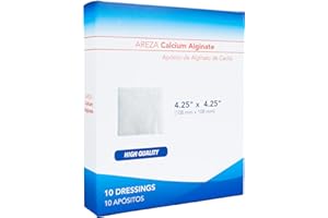 Calcium Alginate 4.25" x 4.25" 10/Box (10 Wound Dressings per Box) One Box by Areza Medical
