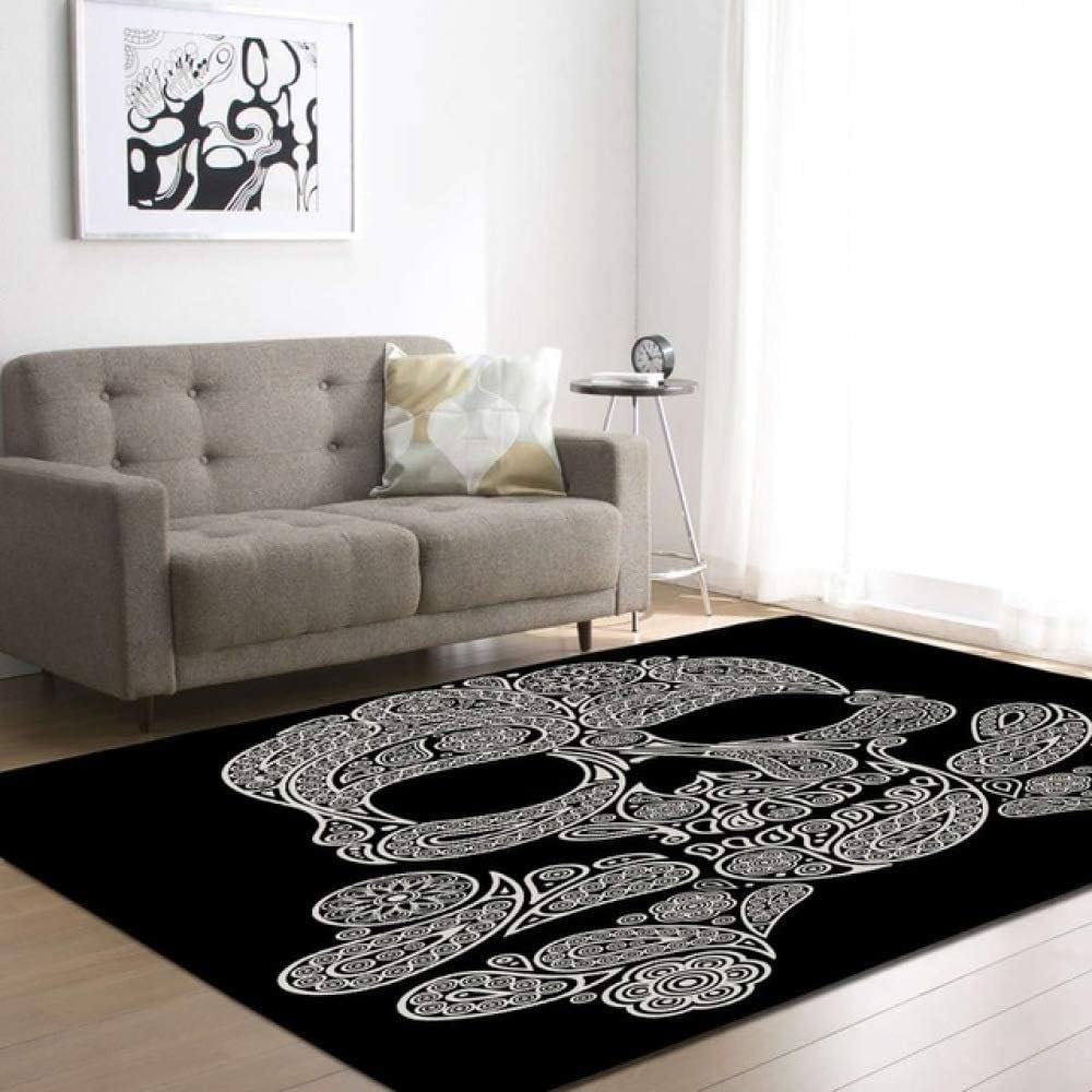 KFEKDT Party Decoration Carpet 3D Creative Skull Carpet Boy Room Game Pad Flannel Carpet Living Room Home Decoration No-3 175x121cm