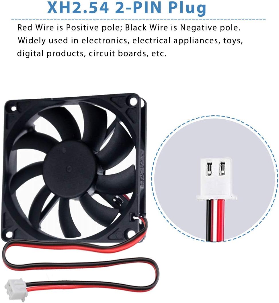 GDSTIME 12V 80mm Fan 80 x 15mm PC Cooling Fan 2Pin 8CM Small Case Cooler 2800 RPM Axial Cooling For Router Game Console Cabinet DVR Exhaust Ventilation Replacement - Image 5