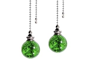 LONGSHENG - SINCE 2001 - 2PCS Green Pull Chain Crystal Glass Ice Cracked Ball Pull Chain for Ceiling Fan Light Decoration 50cm Extension Chain