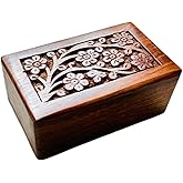 SMIURNS Pet Ashes Box - Wooden Pet urn - Cremation urn Box - Small wooden urn - Pet Burial box for cat ashes - dog urn - Wood Urn for Human Ashes
