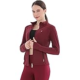 Pobodo Women's Lightweight Full Zip Workout Jacket - Slim Fit Running Yoga Sports Jacket with Thumb Holes & Pockets for Gym