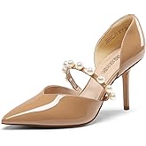 DREAM PAIRS Women's Closed Toe High Heels Stiletto Pointed Toe Strappy Pearl Elegant D'Orsay Dress Wedding Party Pumps Shoes