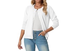 GRECERELLE Cardigan for Women Crew Neck Long Sleeve Open Front Button Down Classic Knit Sweater Casual Loose