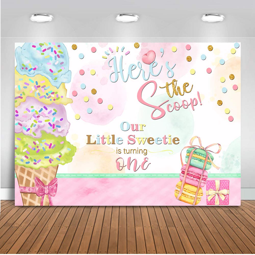 Mehofoto Ice Cream Birthday Backdrop Baby 1st Birthday Photography Background 7x5ft Vinyl Ice Cream Theme Birthday Party Banner Backdrops Amazon In Electronics 1st Birthday Ice Cream Theme