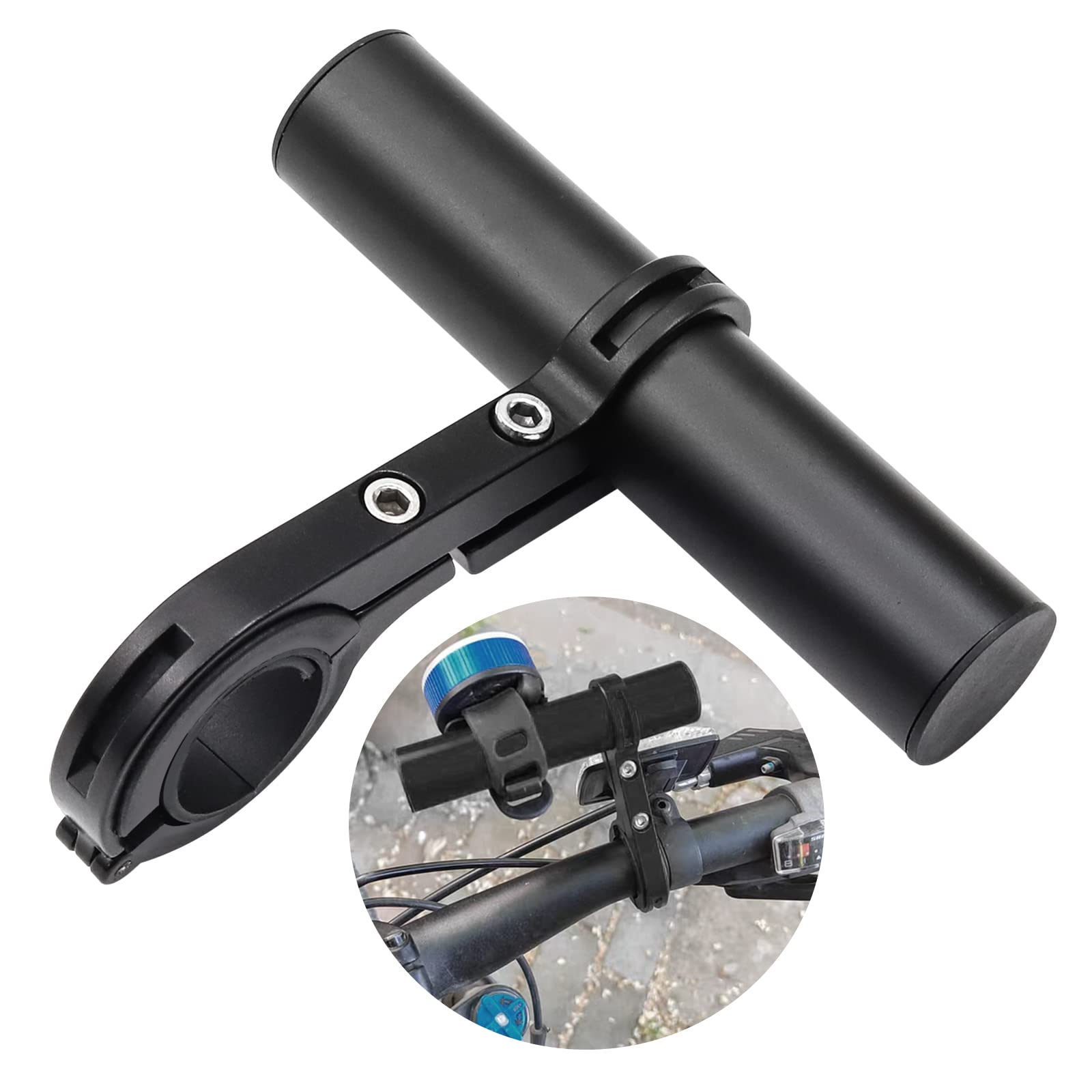 NWpangu Bike Handlebar Extender, Single Clamp Aluminum Alloy Black Bicycle Handlebar Extension Bracket for Holding Motorcycle Speedometer GPS Phone Mount.