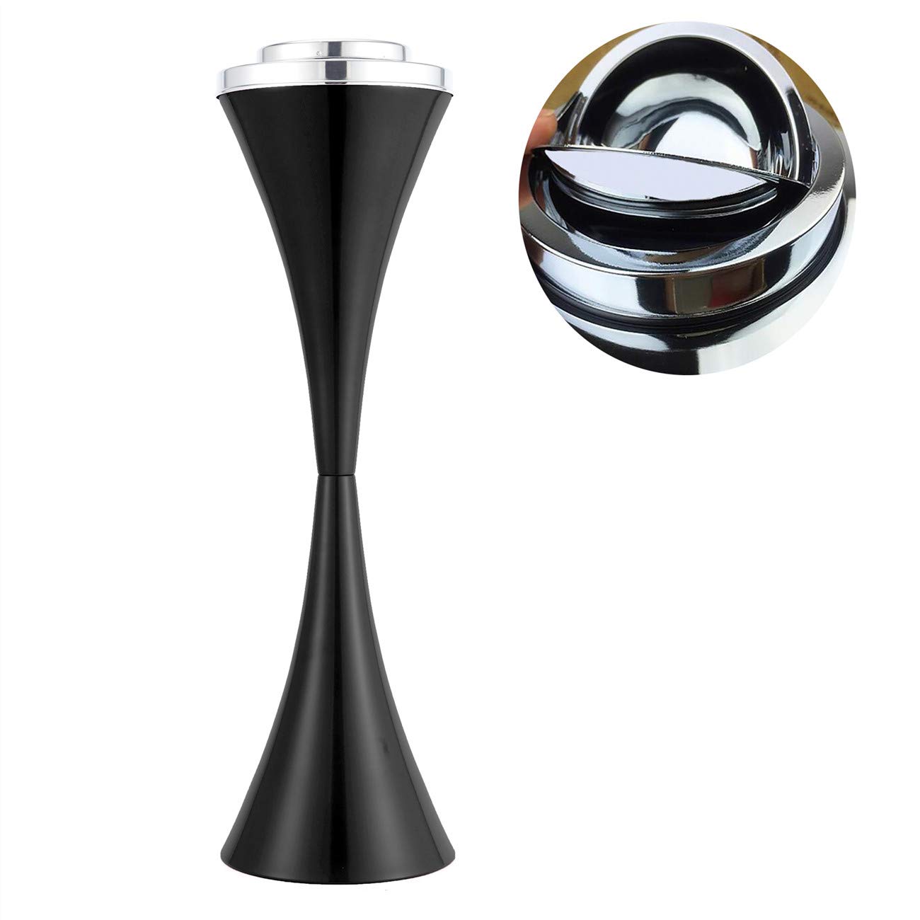 Dyna-Living Floor Standing Ashtray Receptacle Stainless Steel Cigarette Ashtray for Home Office Indoor Outdoor (Black)