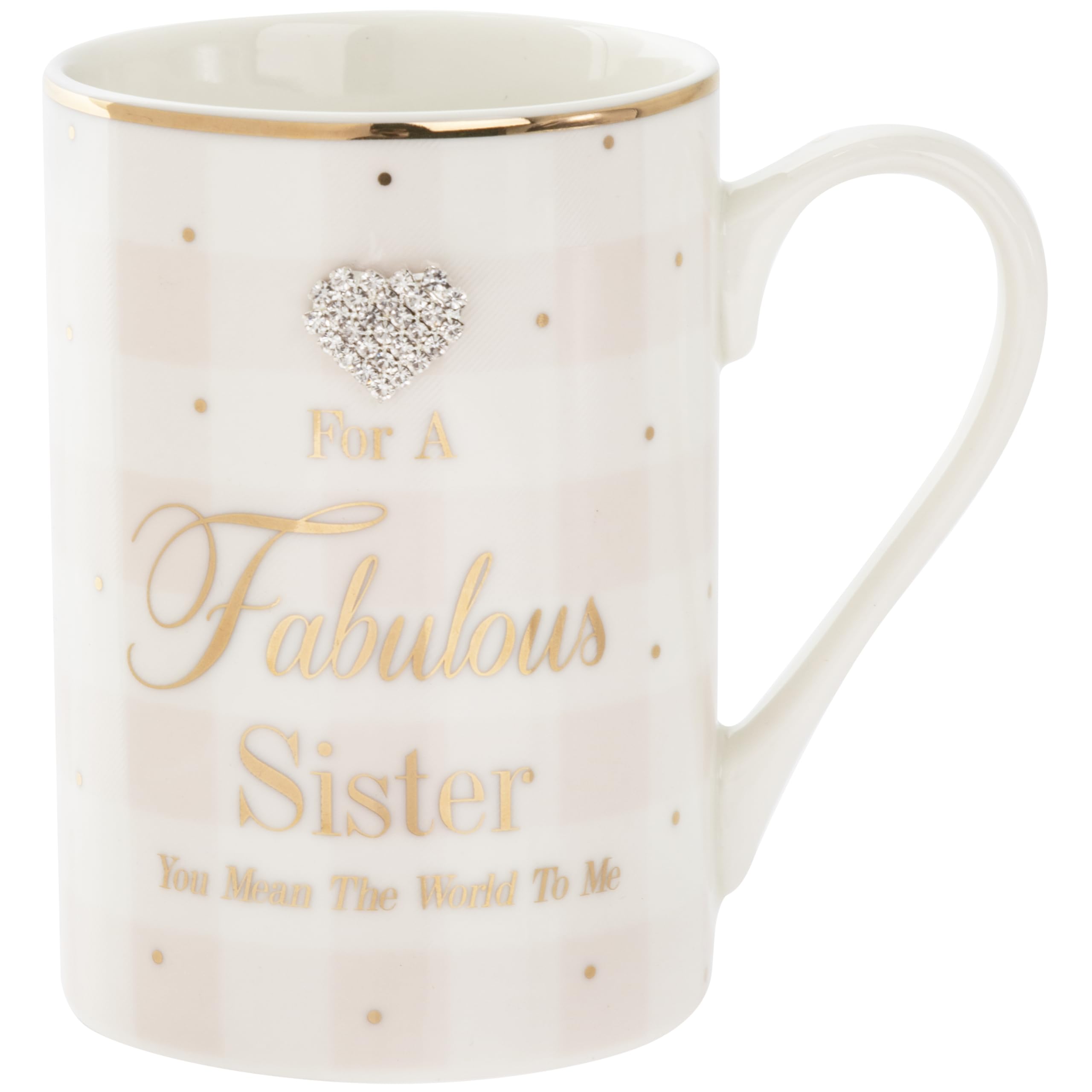 Mad Mugs,Glass Multicoloured,5010792338637 Bling Seasonal Gift Mug Fabulous Sister You Mean The World to Me with Diamante Style Heart