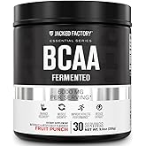 Jacked Factory BCAA Powder (Fermented) - 6g Branched Chain Essential Amino Acid Supplement for Improved Muscle Recovery, Reduced Fatigue, Increased Strength, Muscle Growth - 30 Servings, Fruit Punch