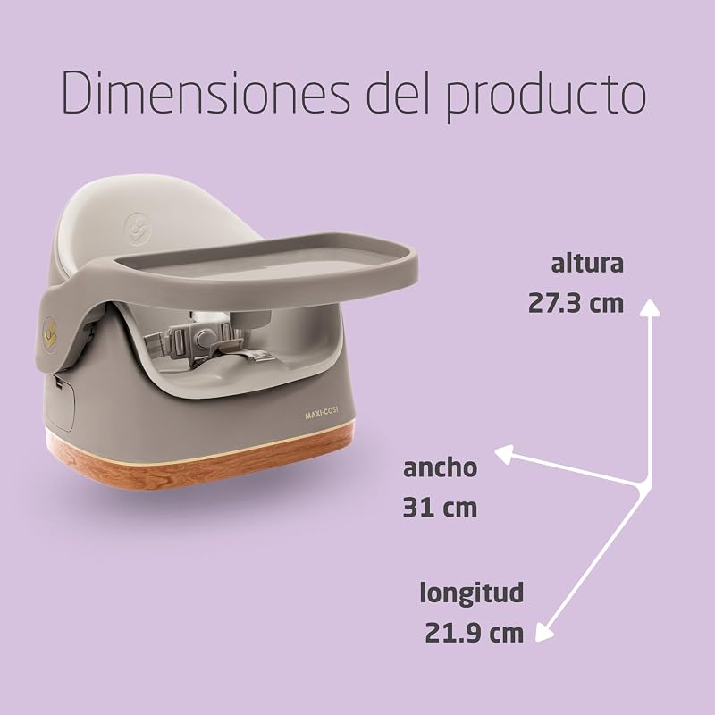 Cadeira alta portátil Jay 2 em 1, dos 6 meses aos 3 anos, 9-15 kg, cadeira de bebé no chão, bandeja ajustável, fácil de limpar, design compacto, espaçosa, bege elegante