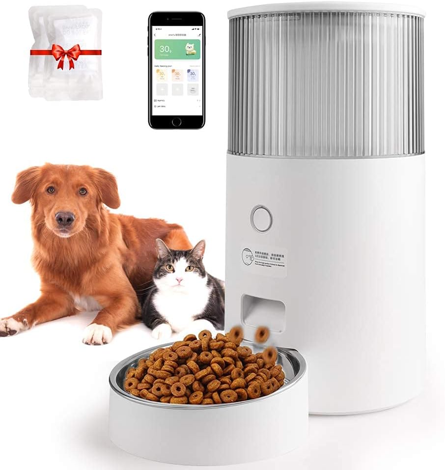YOUMI Automatic Cat and Dog Feeder APP Control Timed with Dual Power Supply, Desiccant Bag for Dry Food, Specially Designed 2.5L Capacity to Keep Cat Food Fresh and Weight Management : Kitchen & Dining
