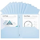 SUIN Plastic Project-Folders with 2 Pockets & 3 Prong, Bulk Pack Project File-Folder for US Letter Size Papers, Ideal for School & Office, Assorted Pastel Colors (Pastel Blue - 12 Packs)