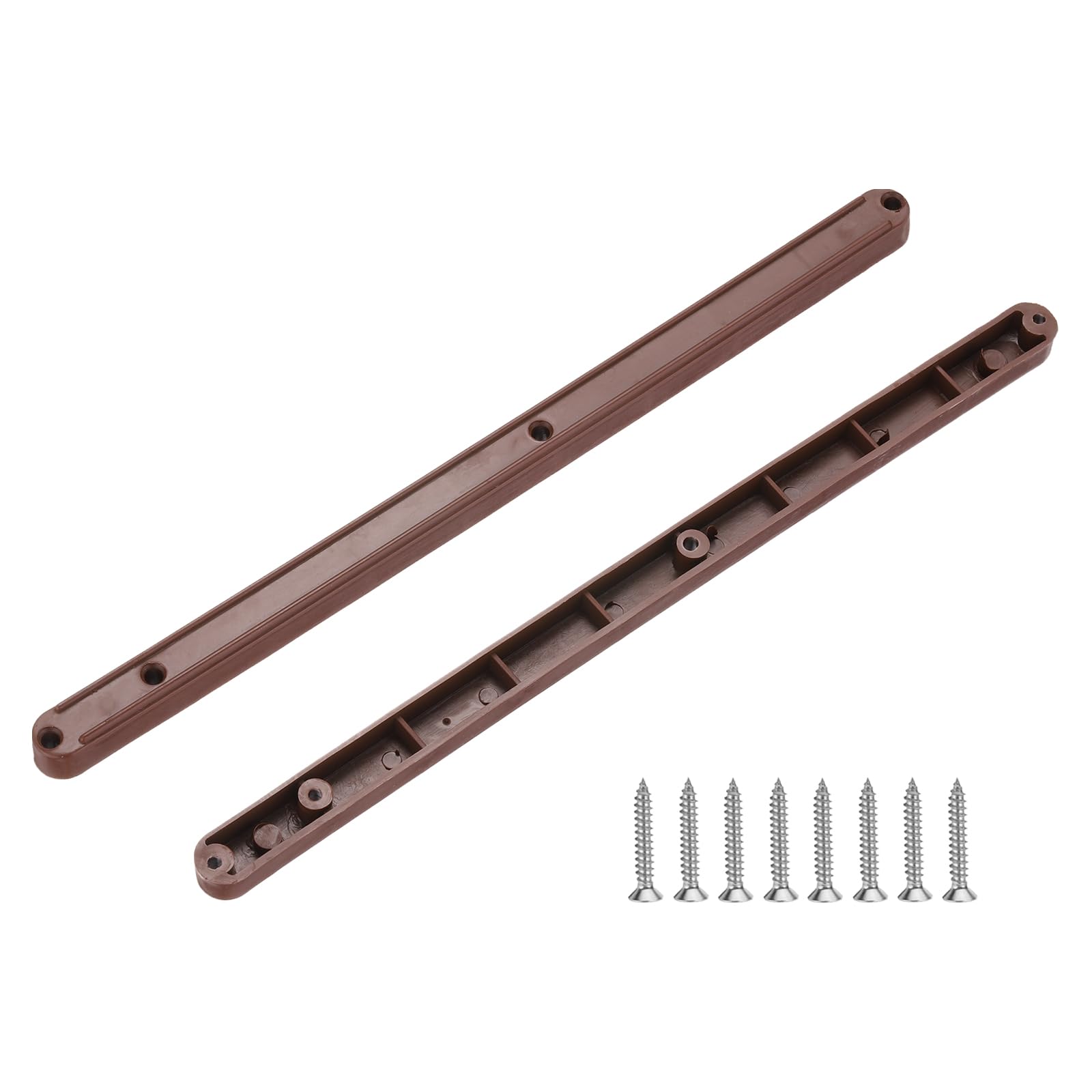 PATIKIL 12 Inch Drawer Slides, 2 Pcs Plastic Guide Rails Side Mounted Rails with Mounting Screws for Cabinet/Drawer/Bedside/Table/Wardrobe, Brown
