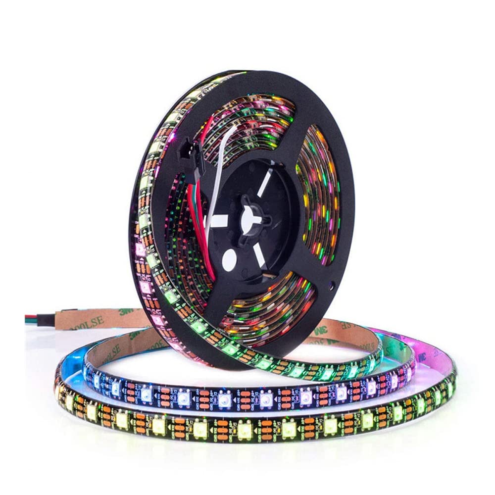 Hsthe Sea WS2812 lightbar RGB Alloy Wires 5050SMD 60Pixels/m 300Pixels Flexible Black PCB Full Color LED Pixel Strip IP20 Non-Waterproof