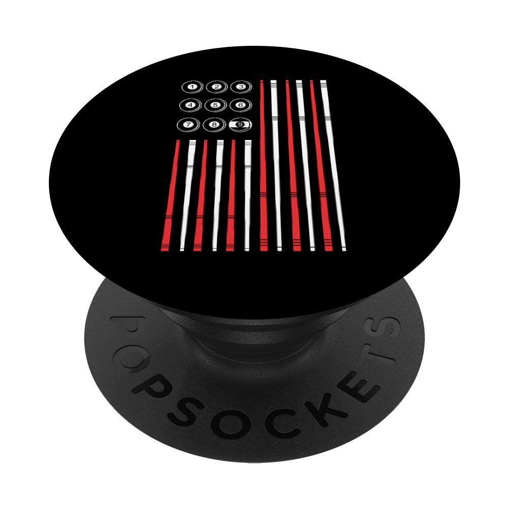 USA American Flag Shooting Pool Sticks And Balls Billiards PopSockets PopGrip: Swappable Grip for Phones & Tablets