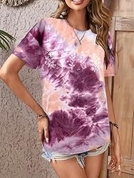 LilyCoco Women's Tie Dye Graphic Tees Short Sleeve