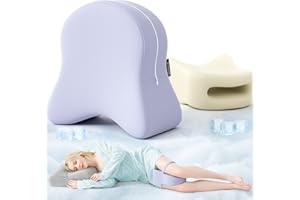 Ruizman Knee Pillow for Side Sleepers - Thigh Pillow Between Legs with Cooling Ice Silk Cover - Patented Memory Foam Knee Pillow for Hip Pain, Spine Alignment (Purple)