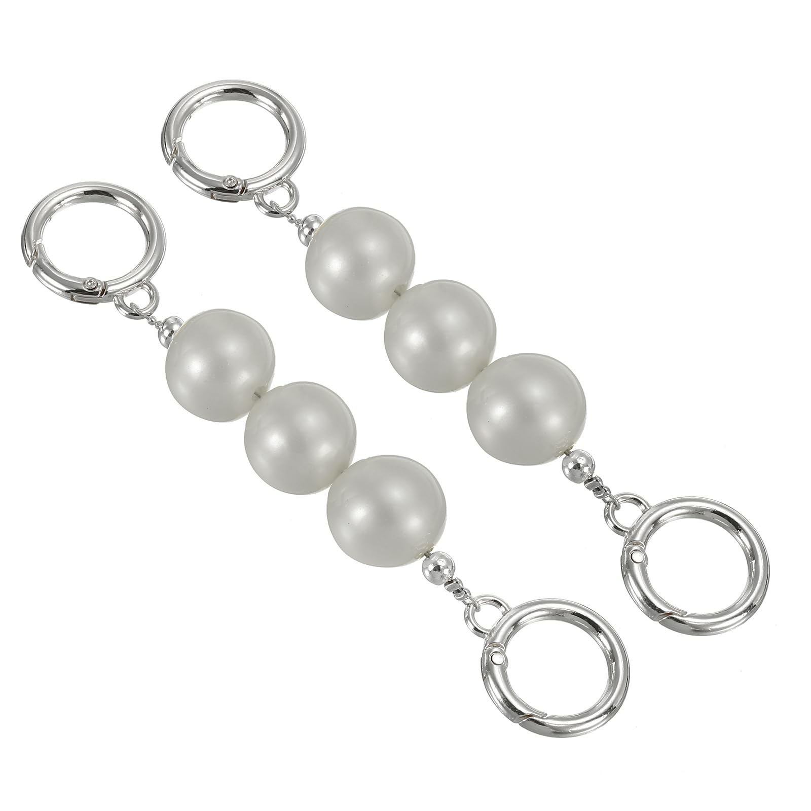 PATIKIL 5.3 Inch Women Pearl Purse Strap Extender, 2Pcs Bag Extenders Chain Replacement Chains for Handbags Shoulder Bags Crossbody Accessories, Silver Tone