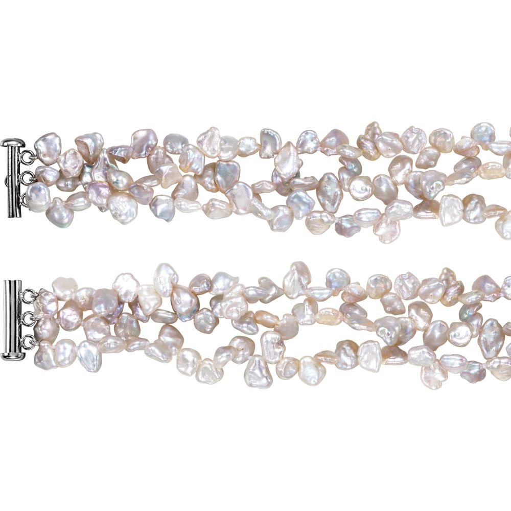 Sterling Silver Freshwater Cultured Keshi Pearl 19" Necklace