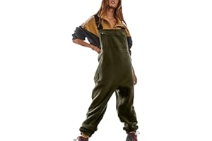 HTHLVMD Warm Fleece Overalls for Women Winter Fuzzy Jumpsuits Adjustable Strap Sleeveless Fluffy Pants with Pockets