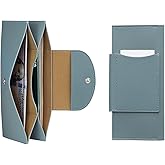 carrotez All-in-One Long Bifold 2-Tier PU Leather Wallet for Women, Money Organizer for Travel, Budgeting, Cash Envelope Wallet for Carrying Cash, Credit Cards & Business Cards - Fog Blue