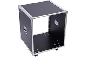 SHONFYVS 12U Portable Rolling Network Rack, Stereo Rack with Caster Wheels, Built in Handles 4 Post Cabinet Open Frame Server Cabinet for Audio Studio Video Telecom Equipment Rack Black