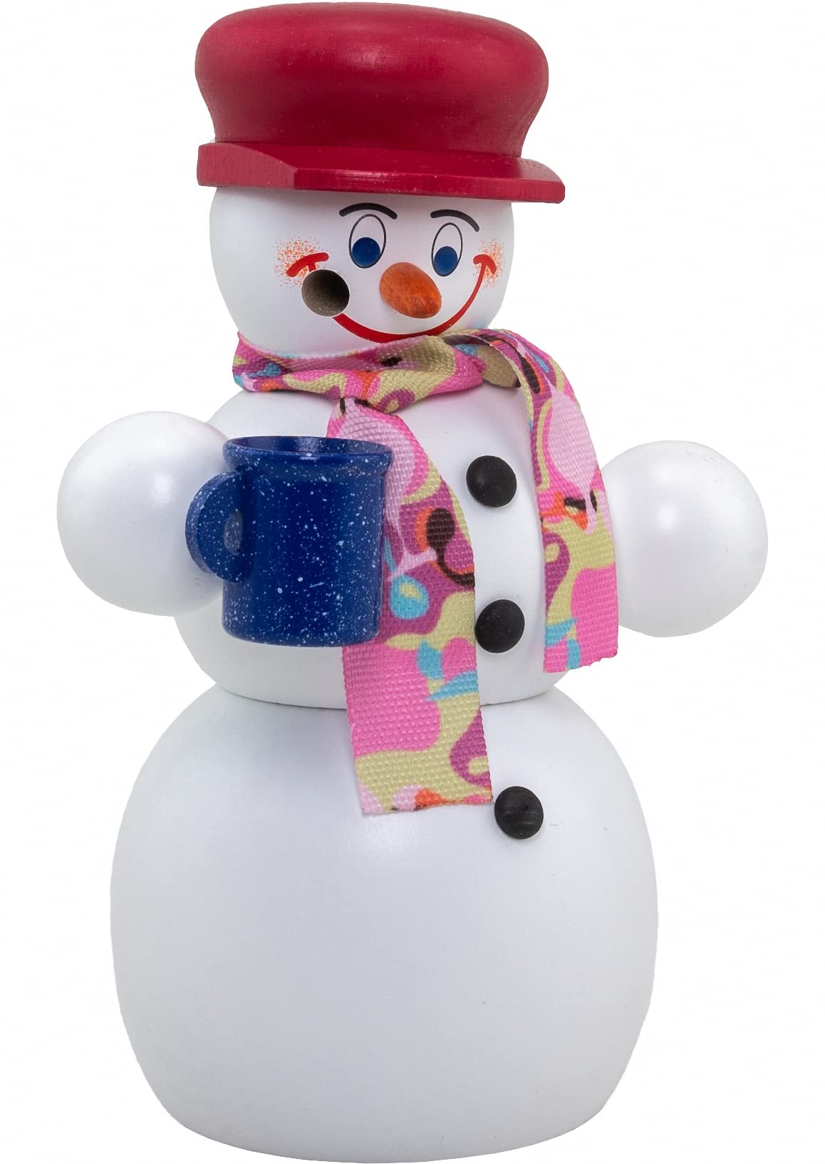 Seiffener Volkskunst German incense smoker snowman, height 13 cm / 5 inch, original Erzgebirge by Seiffener Volkskunst