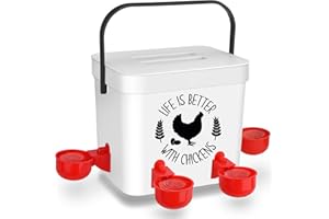 ‎Tgeyd Chicken Waterer - Chicken Water Feeder with 4 Water Cups - Automatic Chicken Waterer No Waste - Poultry Waterer with 2 Gallon for Chickens Ducks and Goose