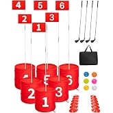 6 Hole Backyard Golf Game Set with Clubs(4R) &amp; Carry Bag - Golf Fun for Adults, Amateurs &amp; Family | Adjustable Clubs (15''-36''), Outdoor Lawn Chipping Games for Backyard, Beach, Camping and Hotel