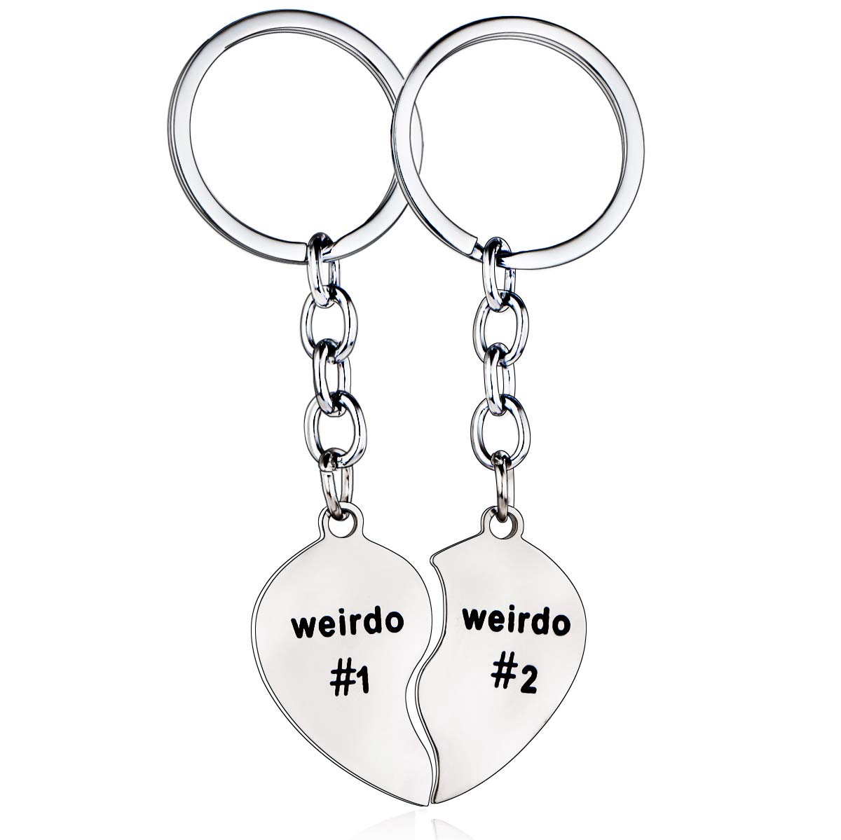 MADHAHEFU Best Friend Keychain Weido#1 Weido#2 Keyring Friendship Gifts Birthday Gifts Graduation Keychain Best Friend Keyring (Heart Weirdo #1 Weirdo #2)