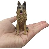 3.34 Inches Mini Resin German Shepherd Dog Figurine, Mini Dog Memorial Gifts, Dog Figurines, Car Decor, Collectible German Shepherd Statue Sculpture, Gifts for German Shepherd Lover (Black-brown)