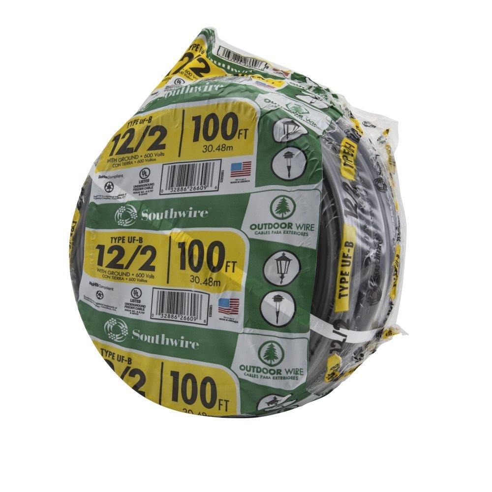 Southwire 13055926 12 2wg Uf Wire 100 Foot Approved For Direct Burial Wiring