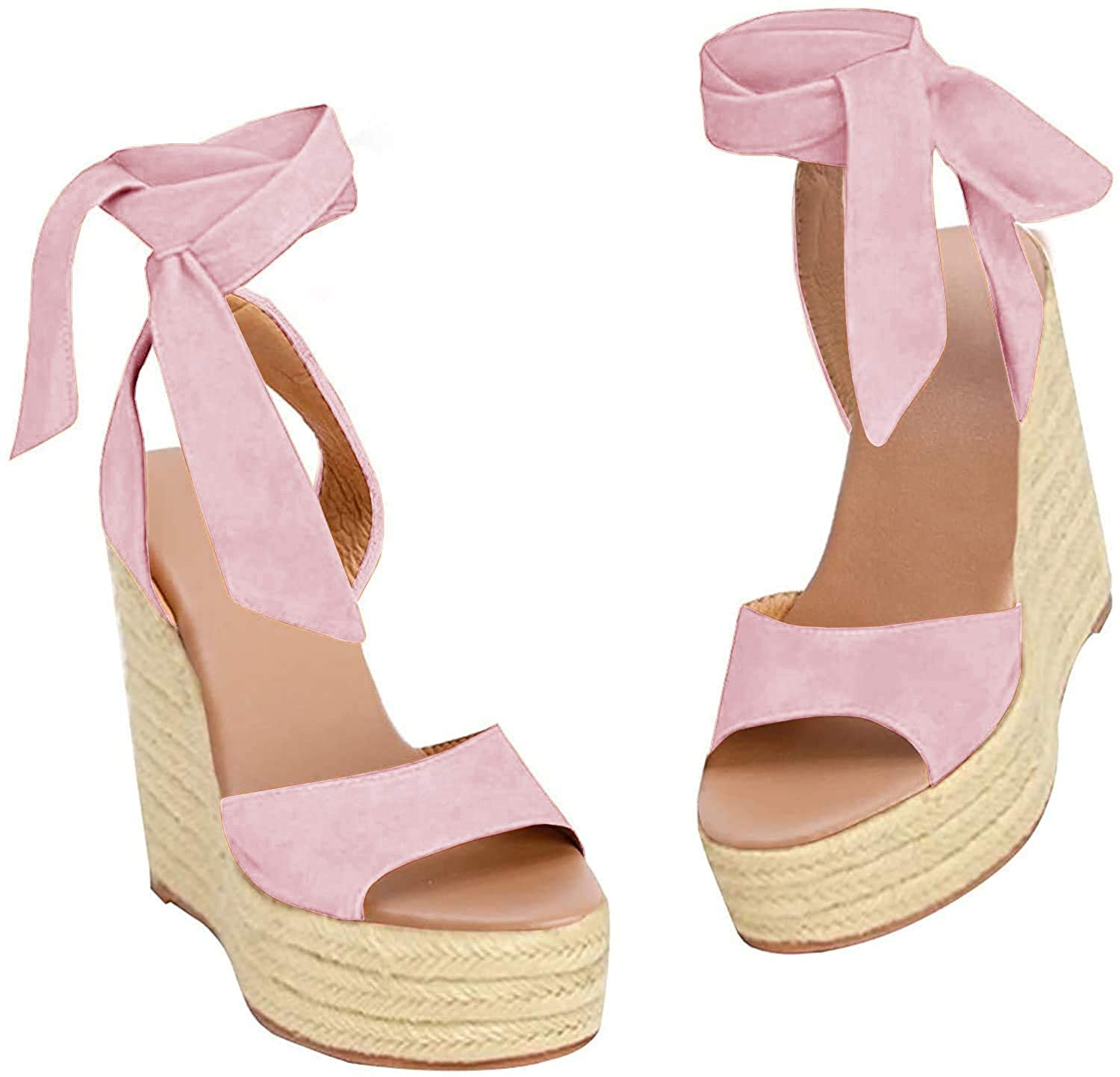 Photo 1 of ***SIMILAR PRODUCT***
Seraih Womens Lace up Platform Wedges Sandals Classic Ankle Strap Shoes Pink, Size 10