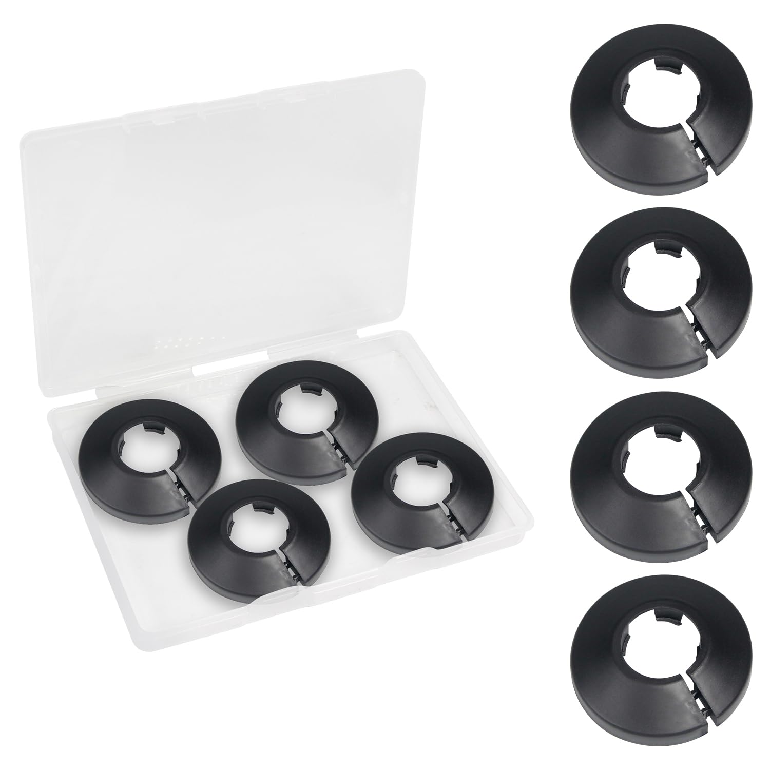 MroMax 20mm Pipe Collars, 4pcs Black Flange Pipe Covers for Radiator & Wall Tube Decoration