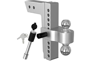 IFOKA Adjustable Trailer Hitch, Fits 2.5 Inch Receiver, 10 Inch Drop Hitch, 18,500 LBS GTW, Aluminum Forged Shank, 2 Inch & 2-5/16 Inch Balls, Towing Hitch for Heavy Duty Truck with Double Lock Pins