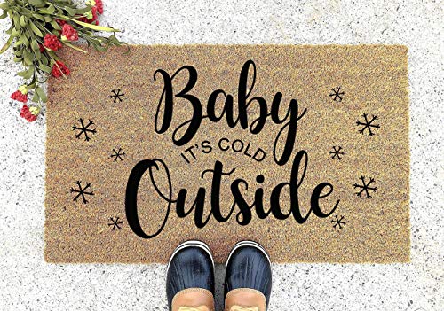 Baby Its Cold Outside Doormat - Hello Welcome Mat - Custom Doormat - Cute Doormat - Christmas Gift - Winter Doormat - Holiday Doormat