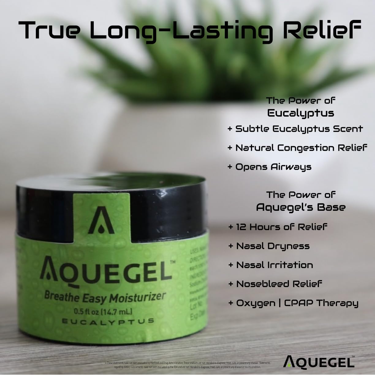 Aquegel Nasal Moisturizer +Eucalyptus (Breathe Easy), 12-Hour Nasal Dryness Relief, Water Based Nose Gel, Oxygen Therapy Nasal Moisturizer, Dry Nose, Nasal Dryness, Nosebleeds, Subtle Eucalyptus Scent