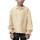 Bbalizko Boys Medieval Pirate Costume Shirt Kids Medieval Renaissance Ruffled Long Sleeve Halloween Scottish Jacobite Tops