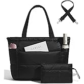 Moyad Puffy Tote Bag for Women with Zipper, Lightweight Quilted Bags Shoulder Handbag for Work, Travel, Gym, Nurse, Teacher