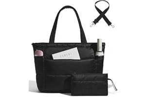 Moyad Puffer Tote Bags for Women Lightweight Work Purse w Laptop Compartment Quilted Shoulder Bag Handbag for Travel School
